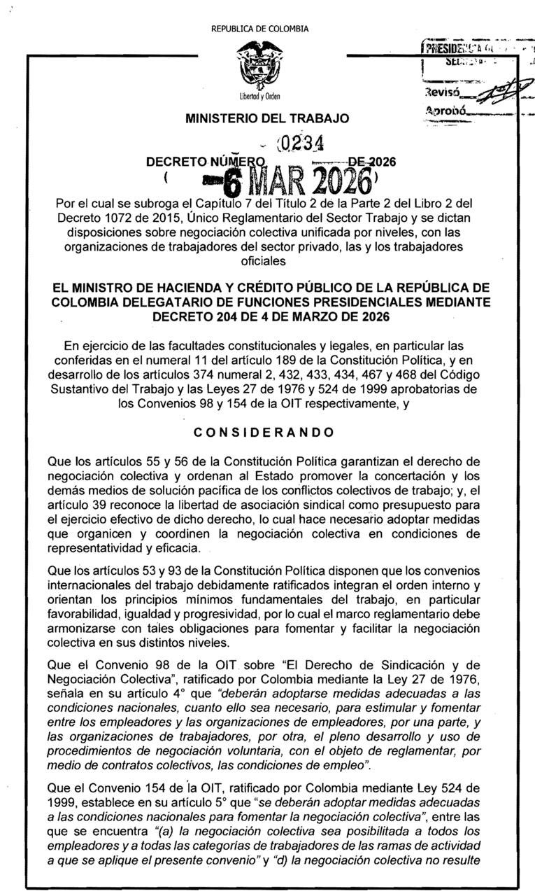 El Gobierno reglamentó la negociación colectiva por sectores: esto es lo que dice el Decreto 0234 y lo que genera la alarma empresarial