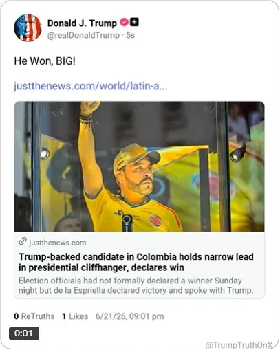 Donald Trump celebra el triunfo de De La Espriella