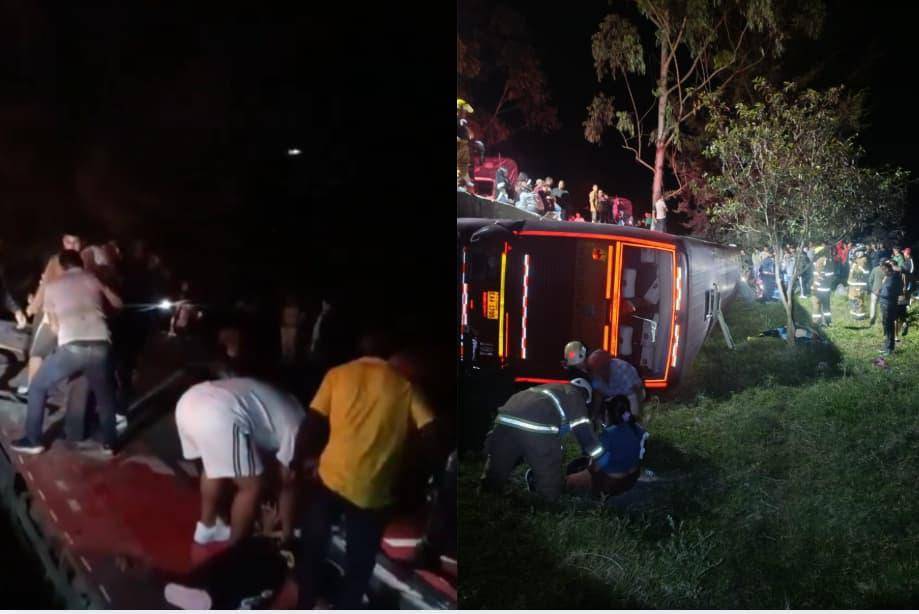 Bus se volcó en la Panamericana en el Cauca y deja cuatro muertos