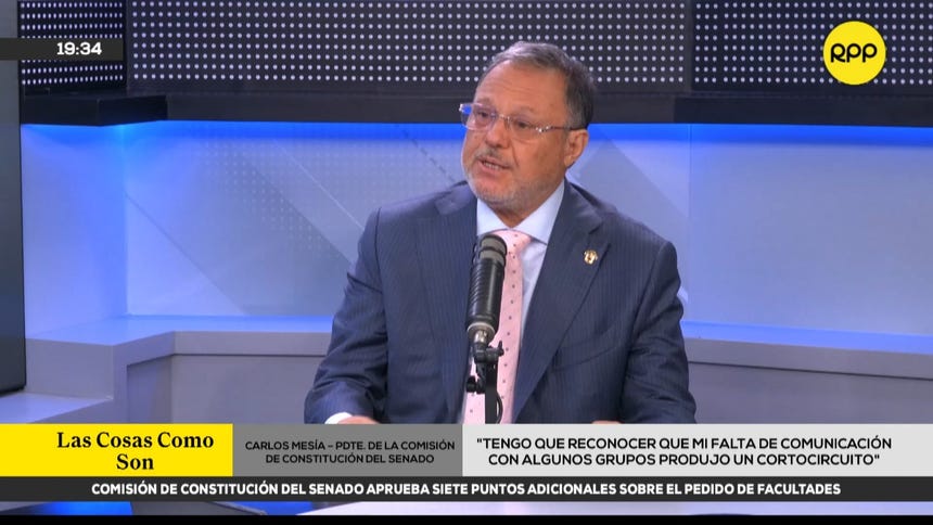Carlos Mesía defiende las competencias del Senado de Perú y minimiza críticas de Álvarez