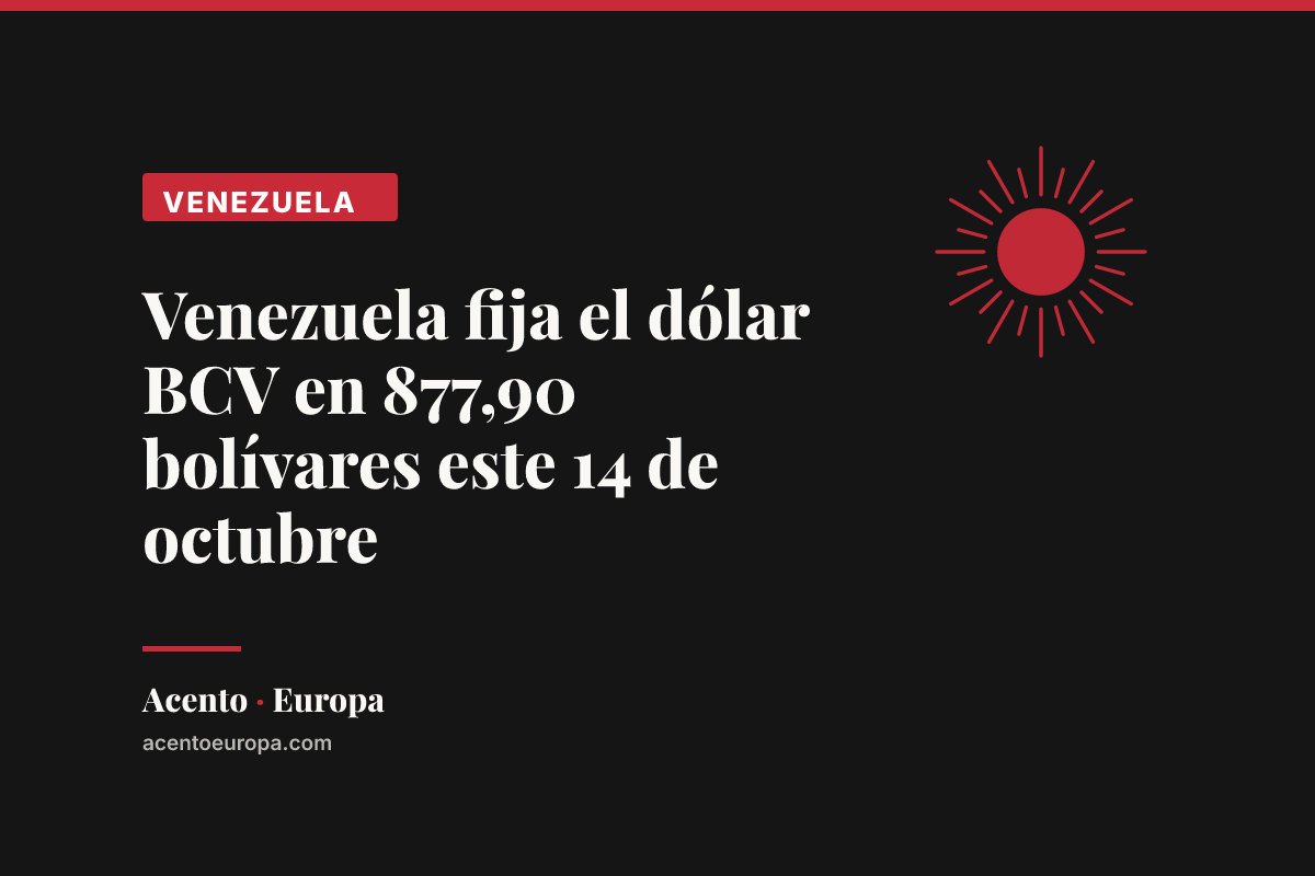 Venezuela fija el dólar BCV en 877,90 bolívares este 14 de octubre