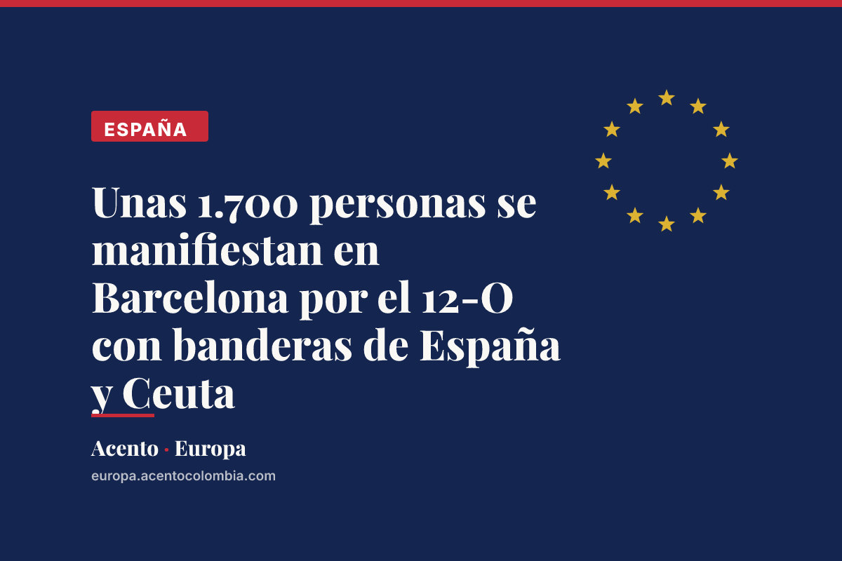 Unas 1.700 personas se manifiestan en Barcelona por el 12-O con banderas de España y Ceuta