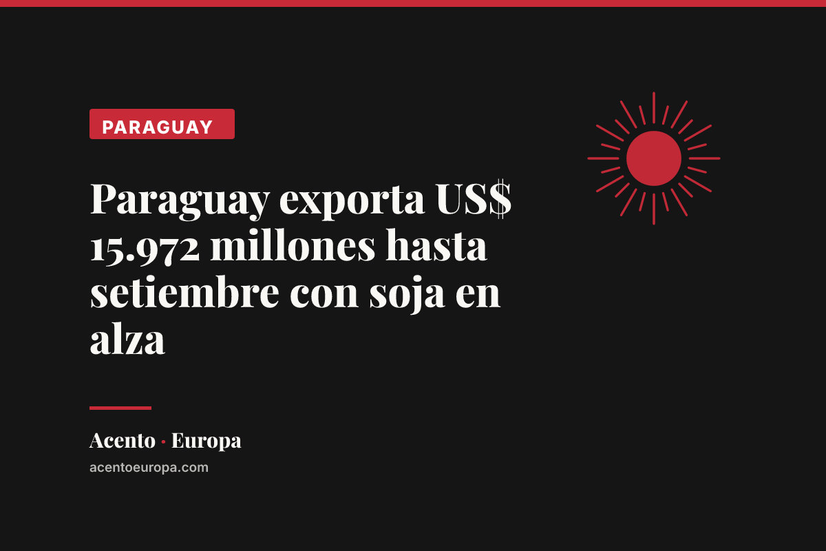 Paraguay exporta US$ 15.972 millones hasta setiembre con soja en alza